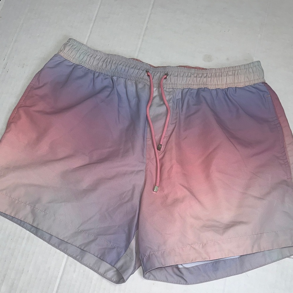 Hugo Boss Pink Purple Ombré‎ Men’s Large Pull On Swim Shorts Pockets